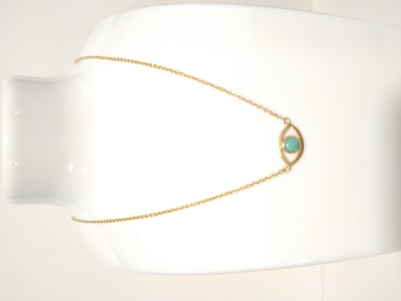 Pura Vida Pendant Necklace Turquoise Evil Eye Dainty Gold Tone 18" Long - Picture 5 of 10